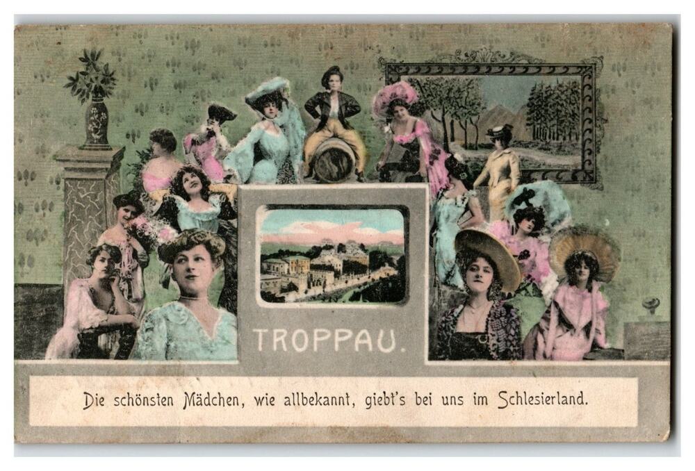 Troppau Silesia "Most Beautiful Girls" Heinrich Gerber Postcard 1907 Posted